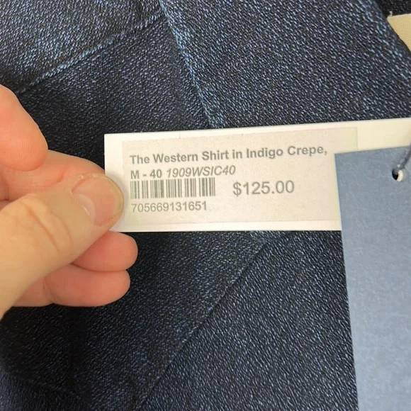 NWT Huckberry TAYLOR STICH TheWestern Shirt in Indigo Crepe - Picture 8 of 12